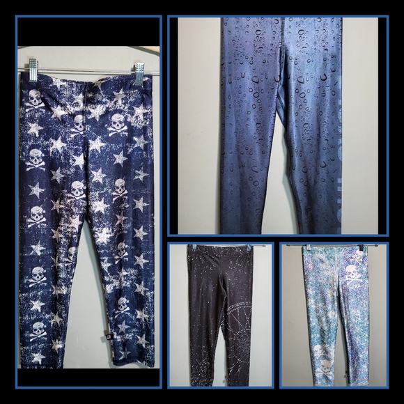 LOT of 4 TEREZ x SOULCYCLE LeggingsCroppedSkullsJolly Rogerssize XS